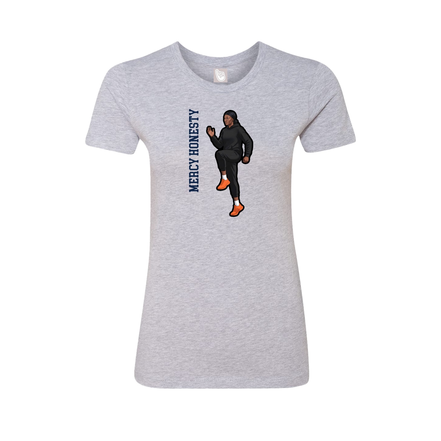 Womens Tee — Name Vertical in Grey