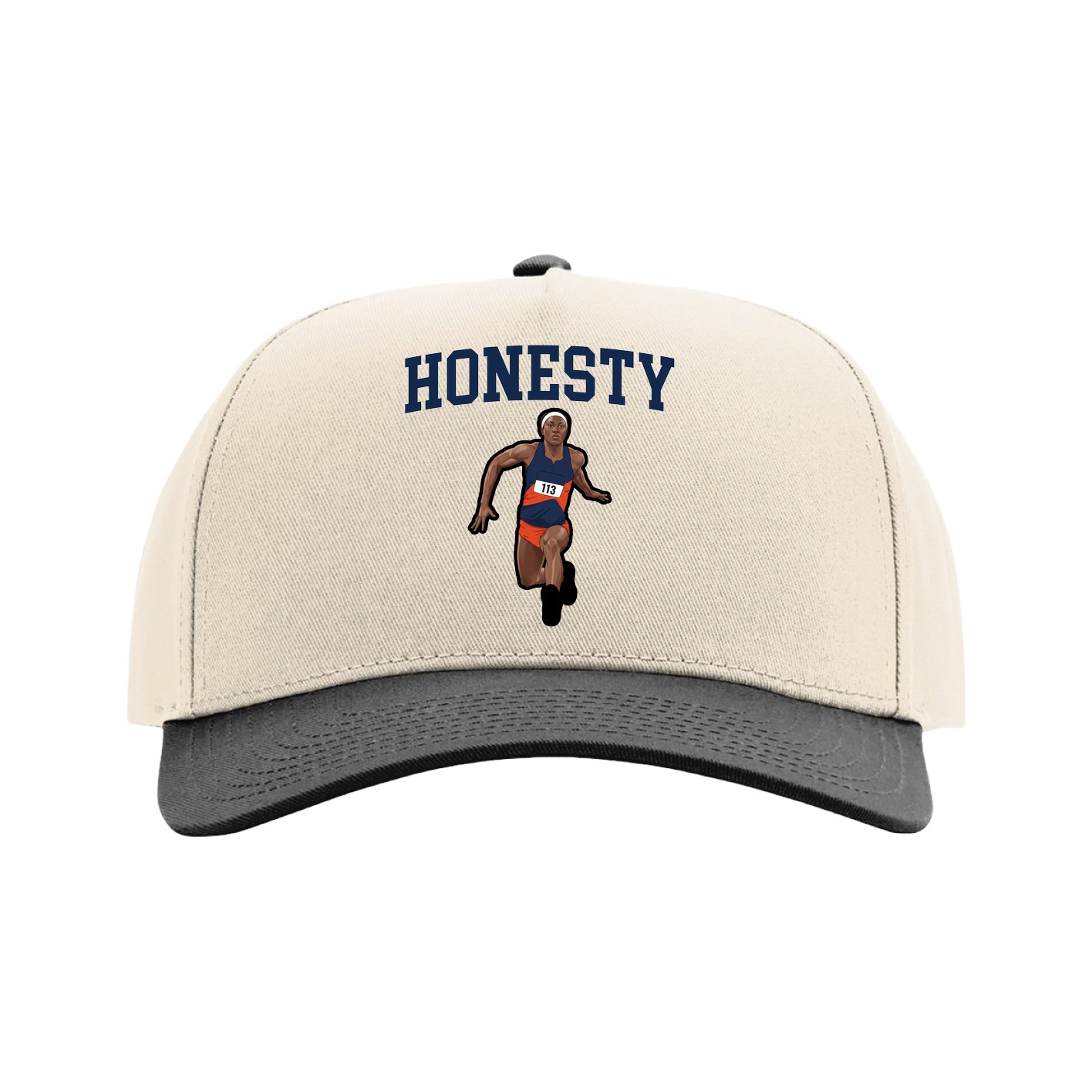 Full Fabric Five-Panel Champ Cap — Shirsey in Cream/Black