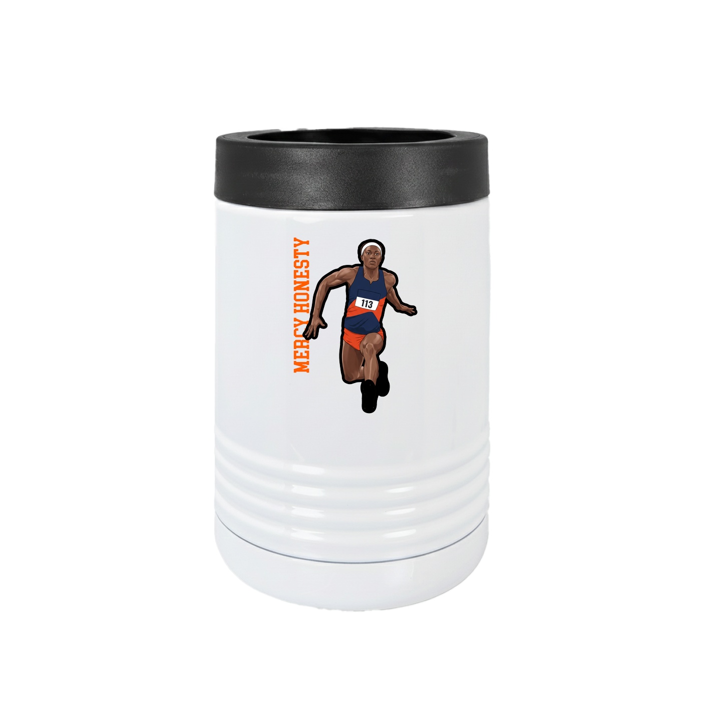 Beverage Holder — Name Vertical in White