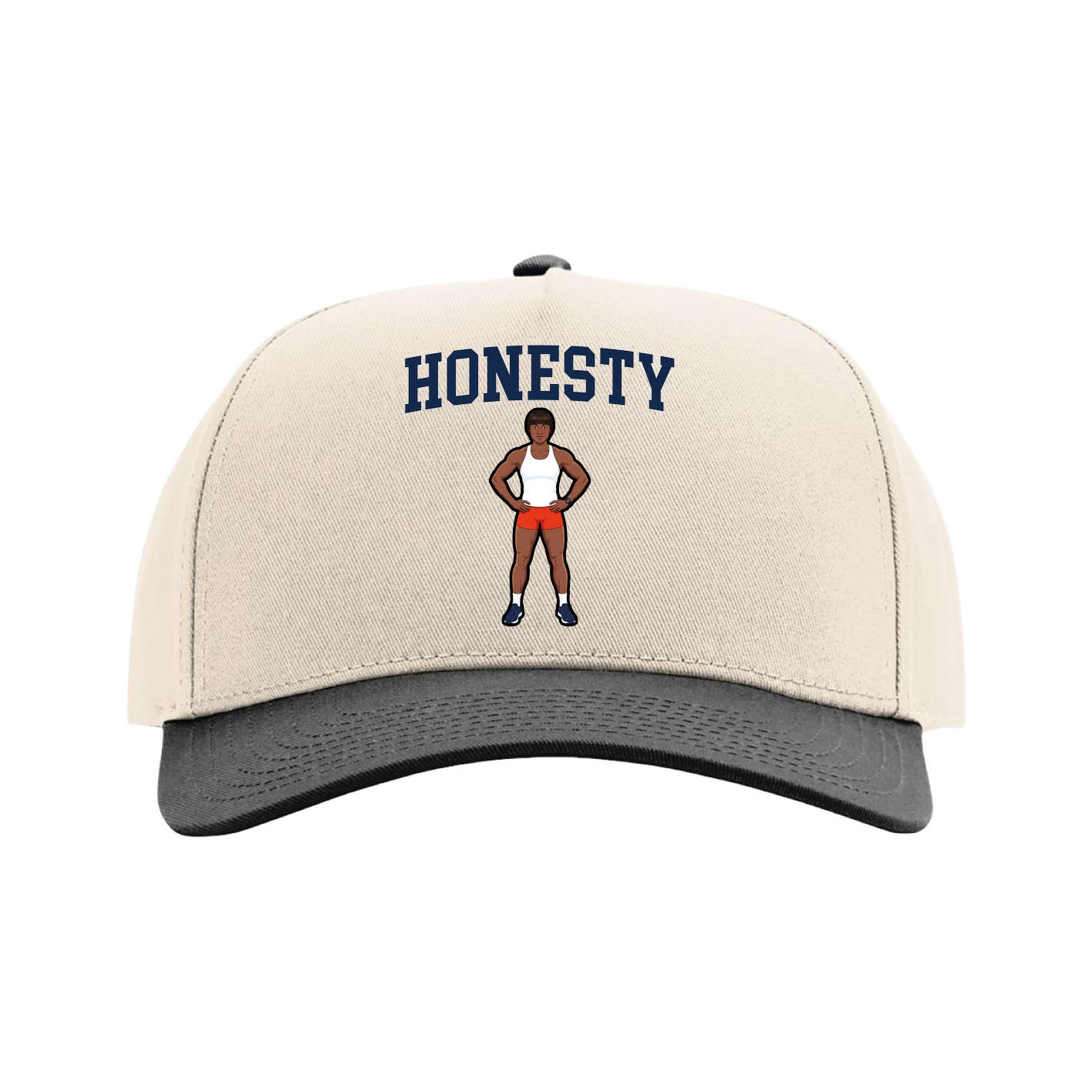 Full Fabric Five-Panel Champ Cap — Shirsey in Cream/Black