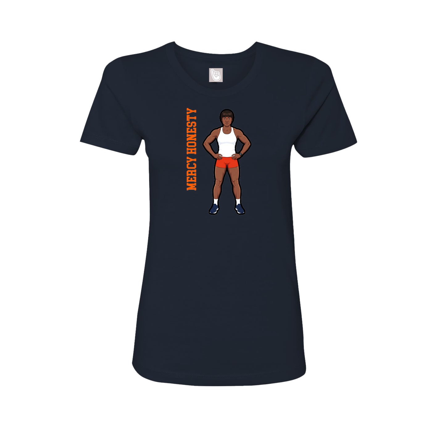 Womens Tee — Name Vertical in Navy