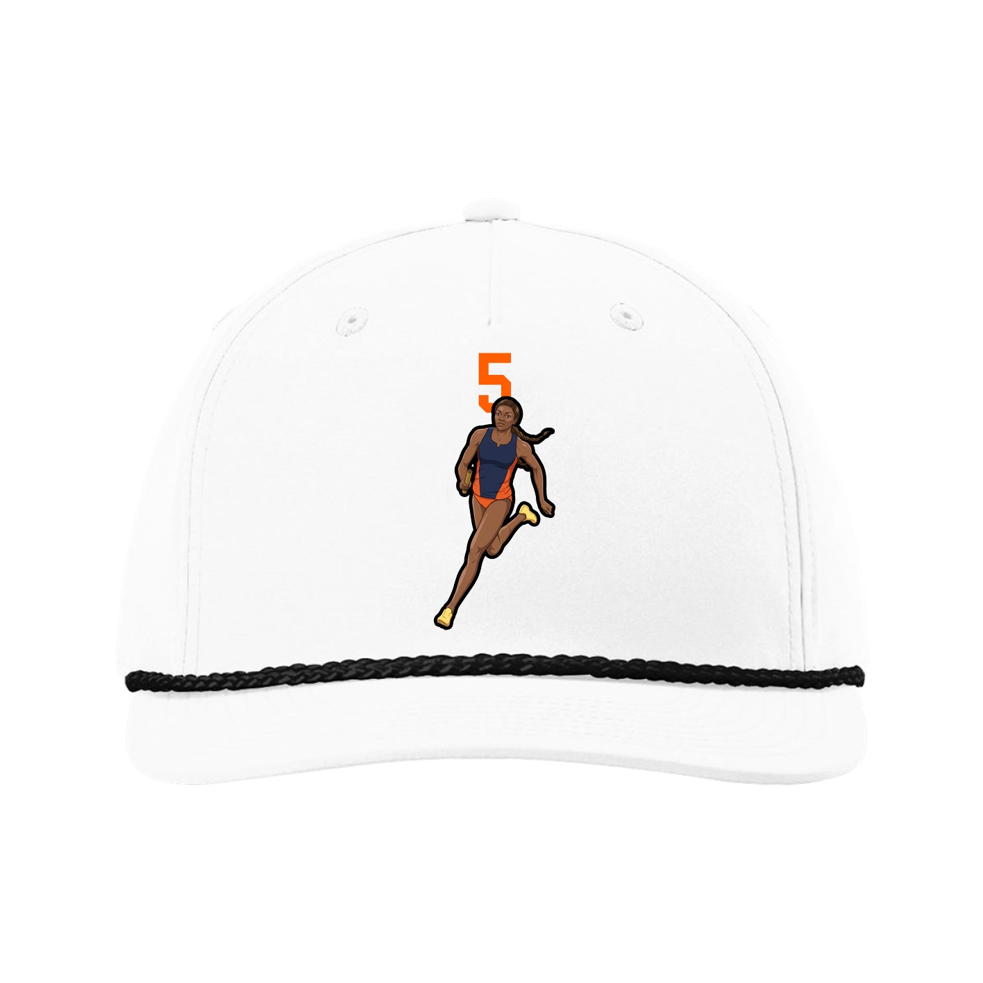 Five-Panel Classic Rope Cap — Number Top in White