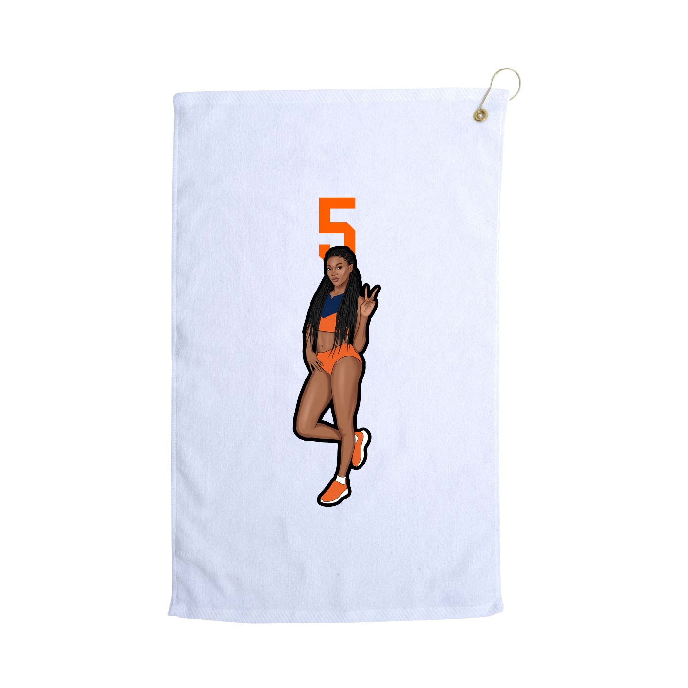 Golf Towel — Number Top in White