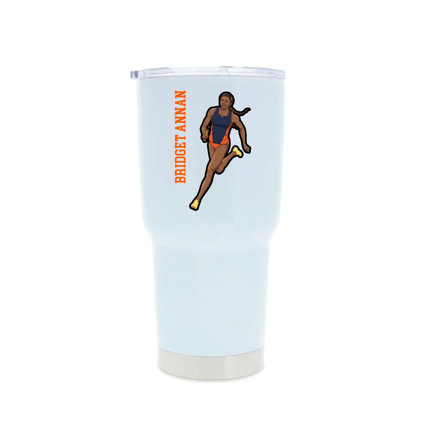 30oz Stainless Steel Tumbler — Name Vertical in White