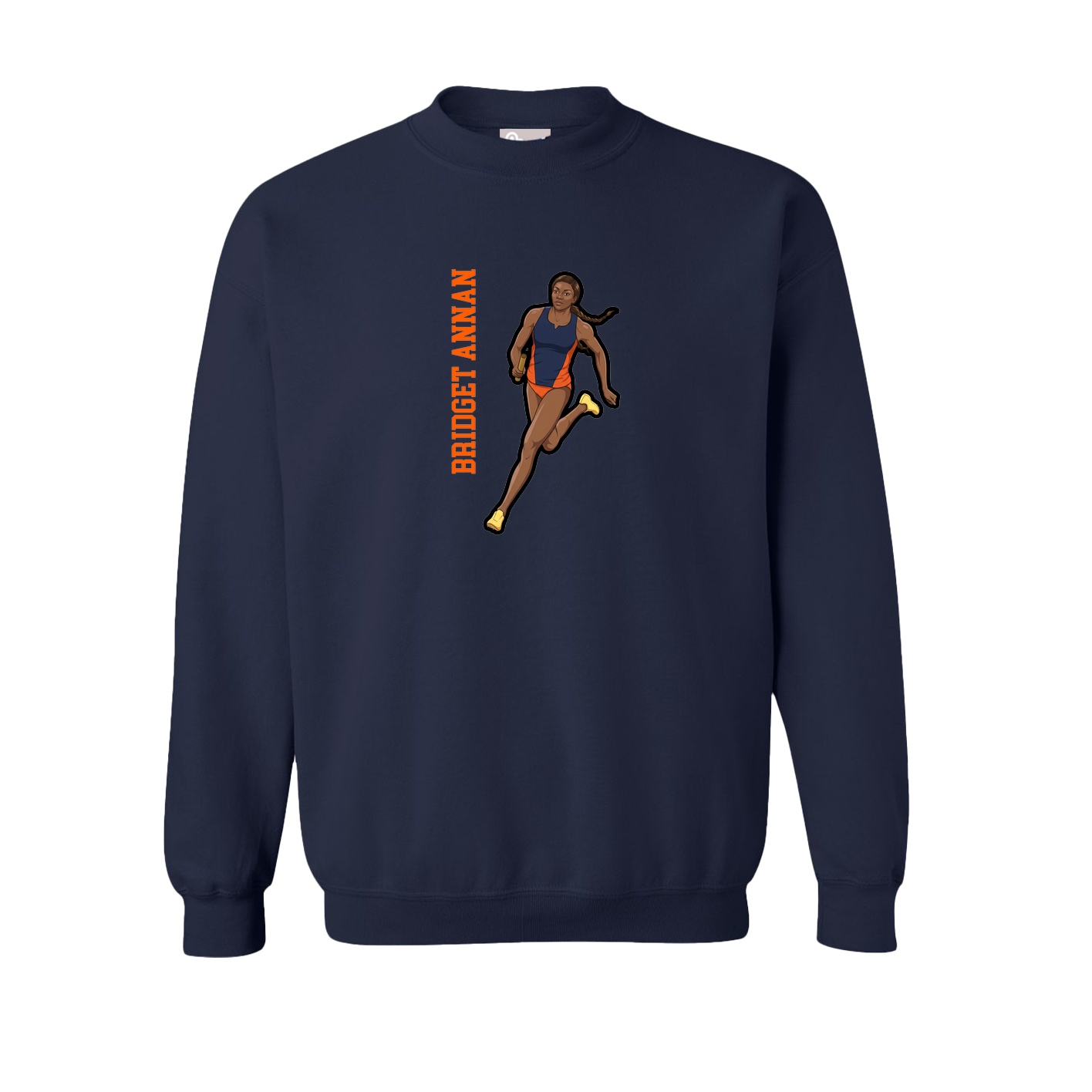 Fleece Crew — Name Vertical in Navy