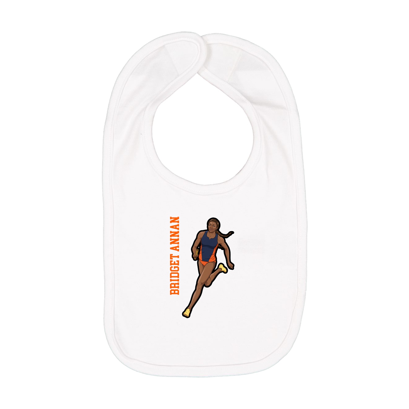 Infant Bib — Name Vertical in White