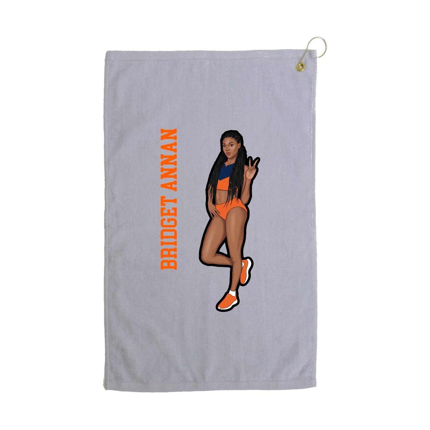 Golf Towel — Name Vertical in Grey