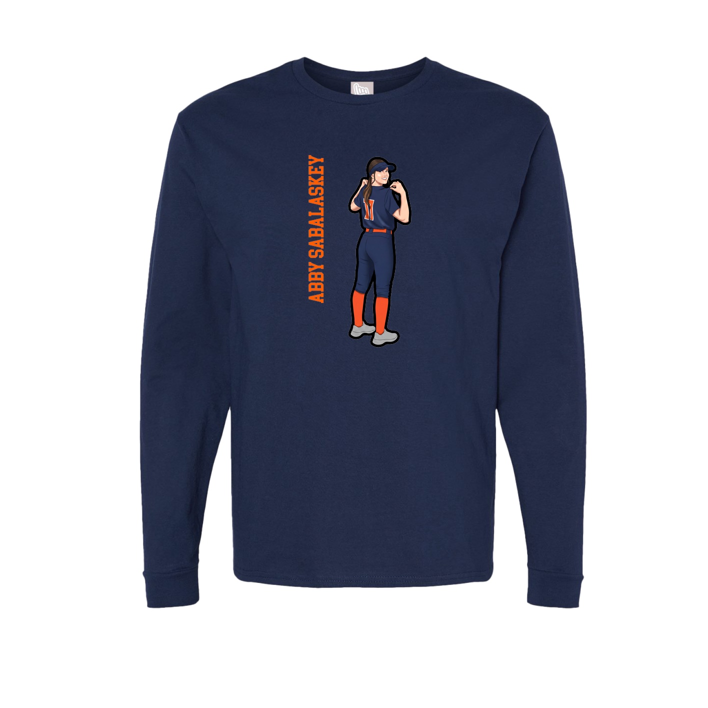 Long Sleeve Tee — Name Vertical in Navy