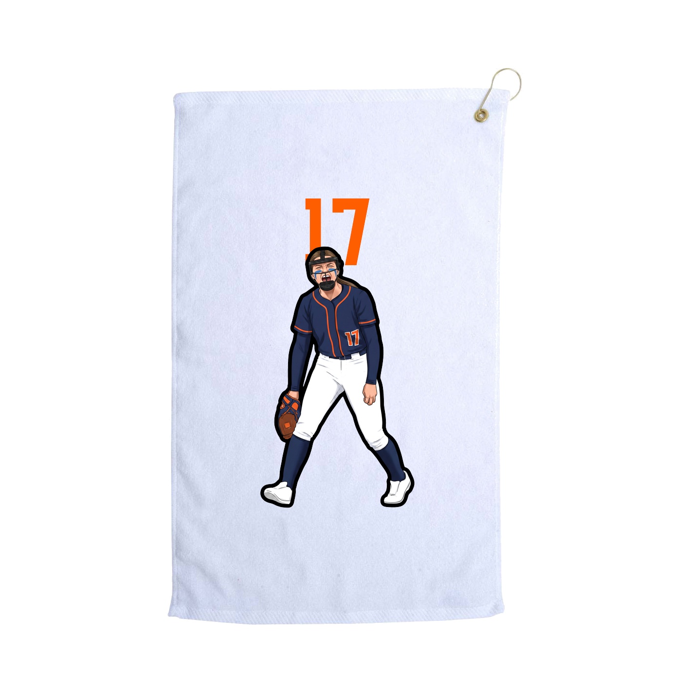 Golf Towel — Number Top in White