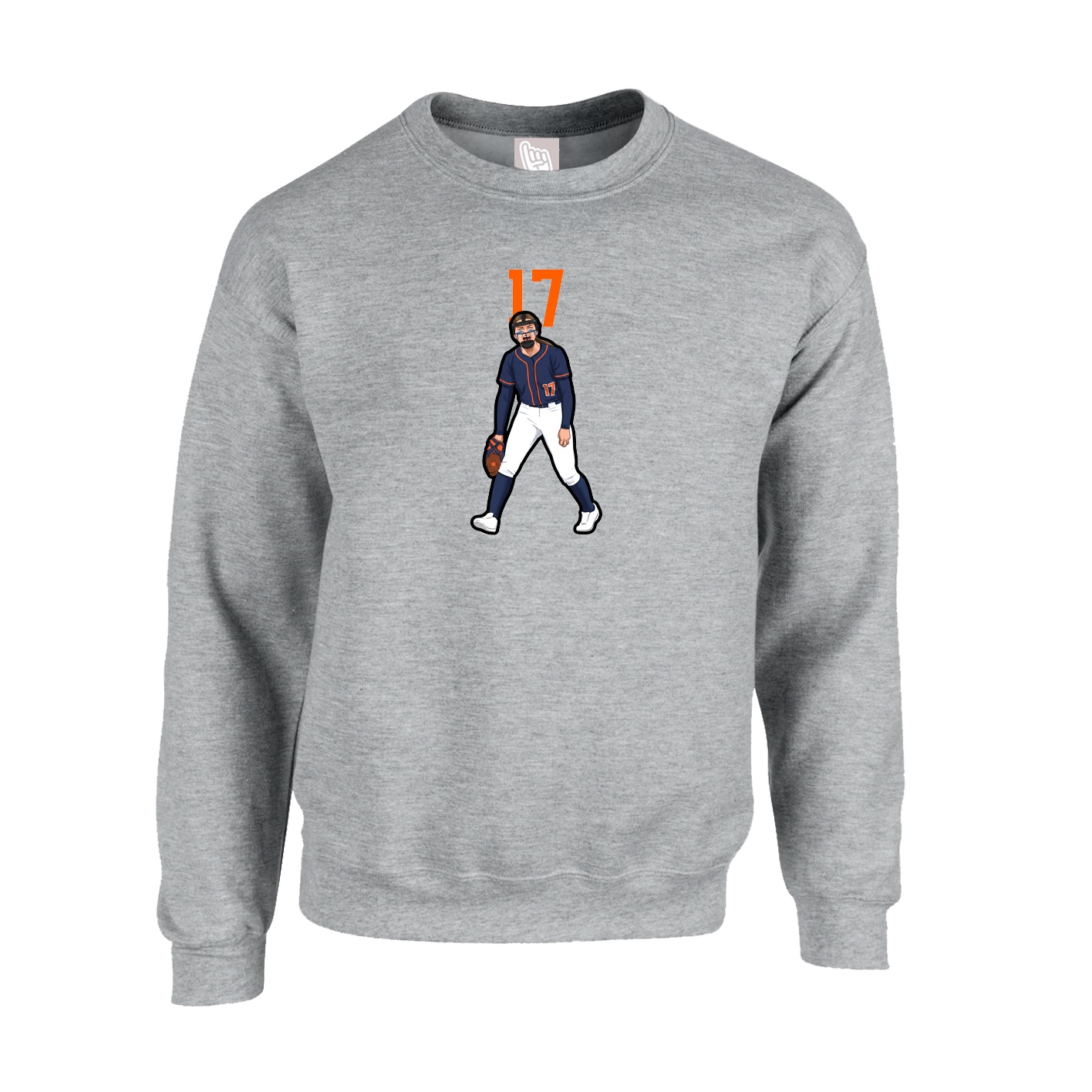 Fleece Crew — Number Top in Grey