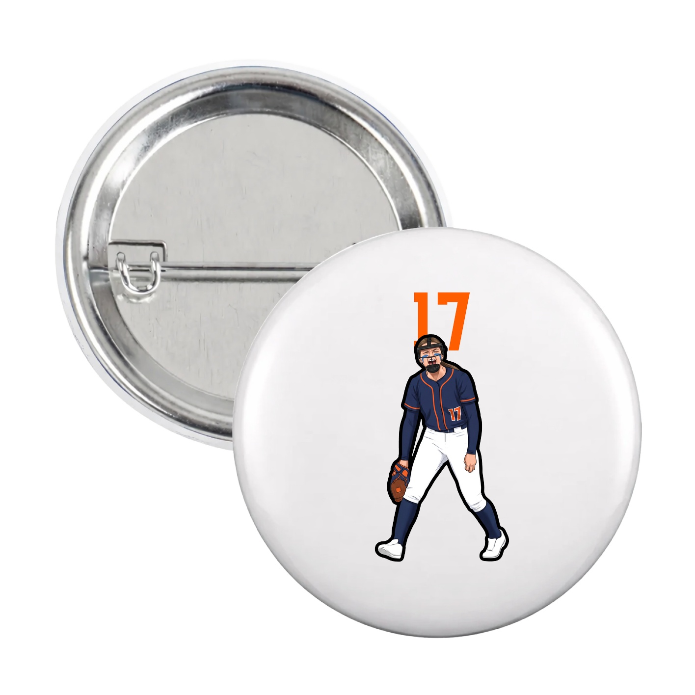 Game Day Button — Number Top in White