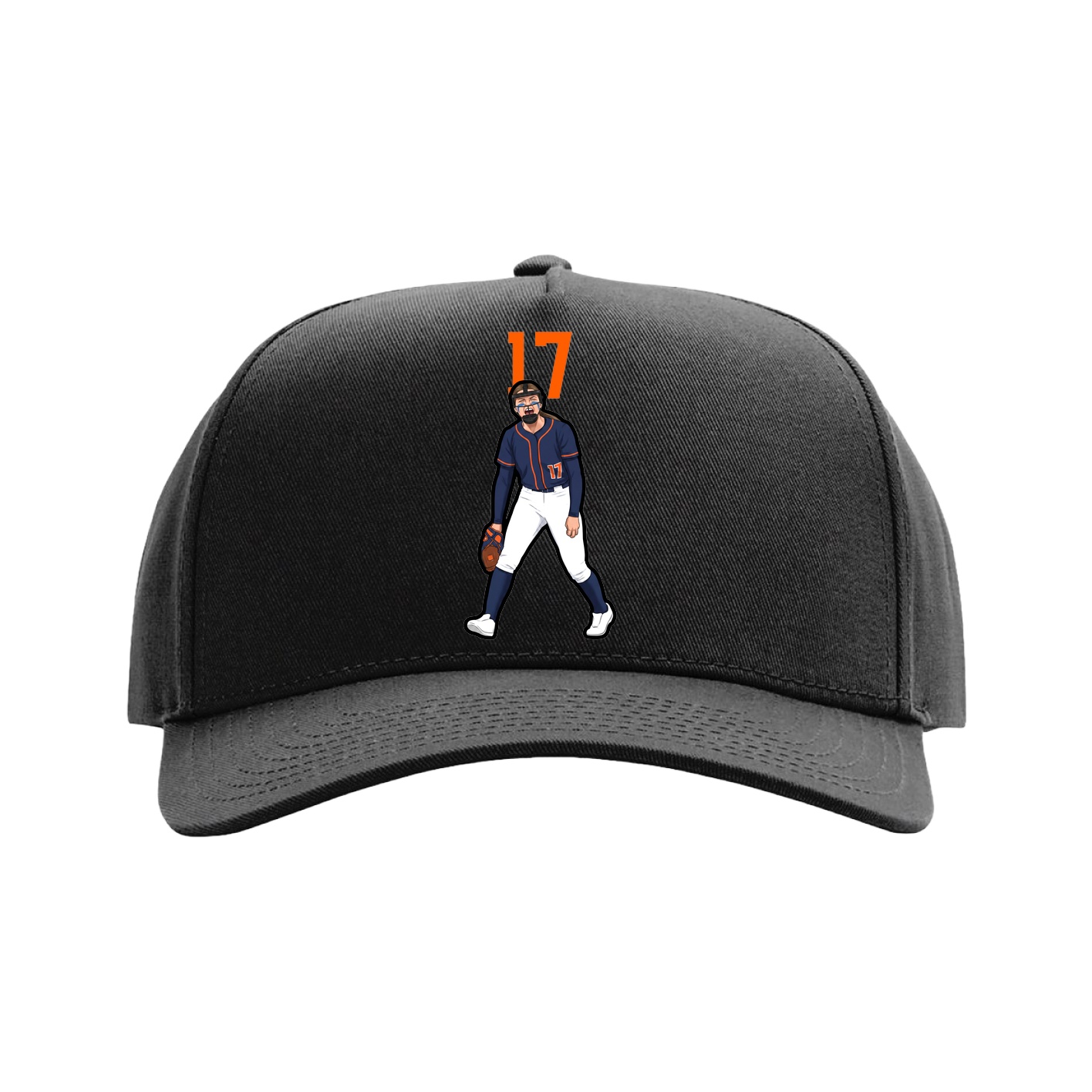 Full Fabric Five-Panel Champ Cap — Number Top in Black