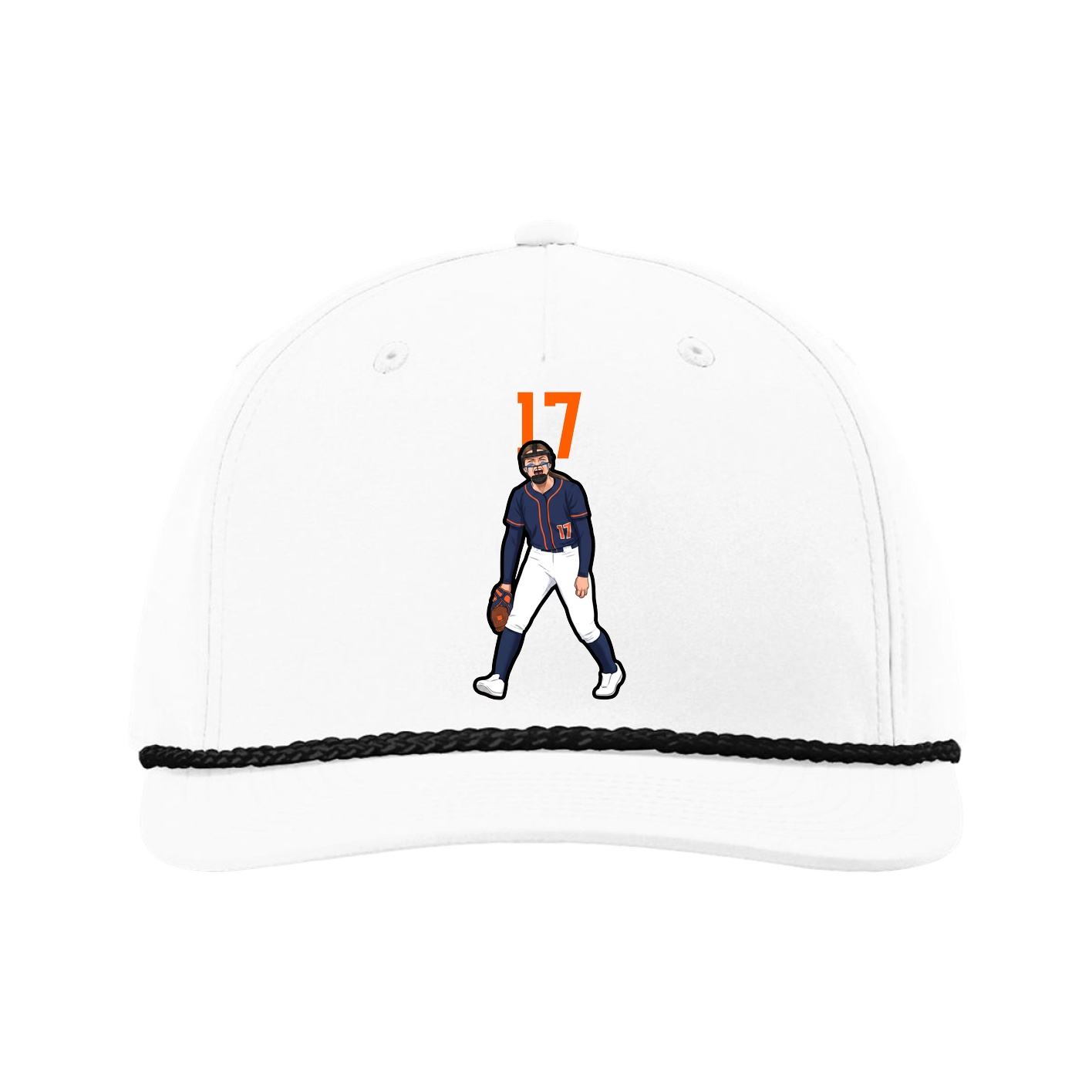 Five-Panel Classic Rope Cap — Number Top in White