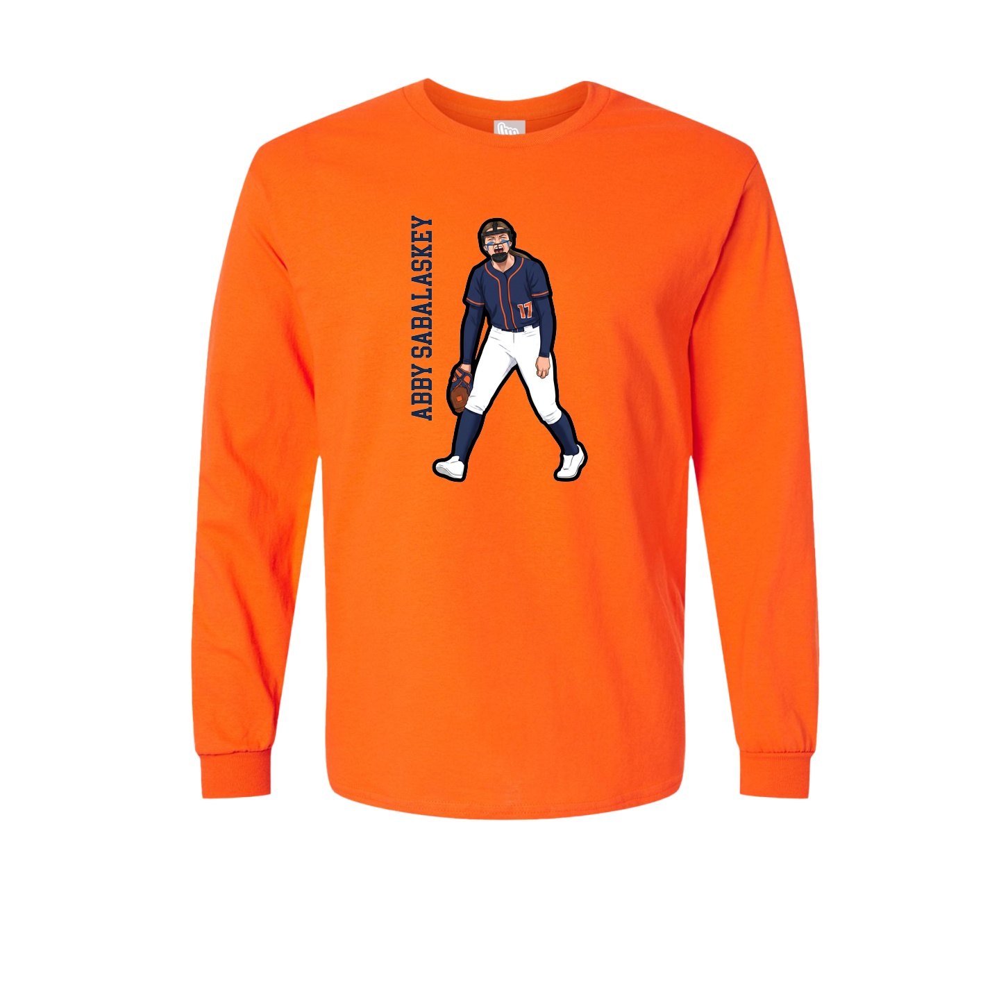 Long Sleeve Tee — Name Vertical in Orange