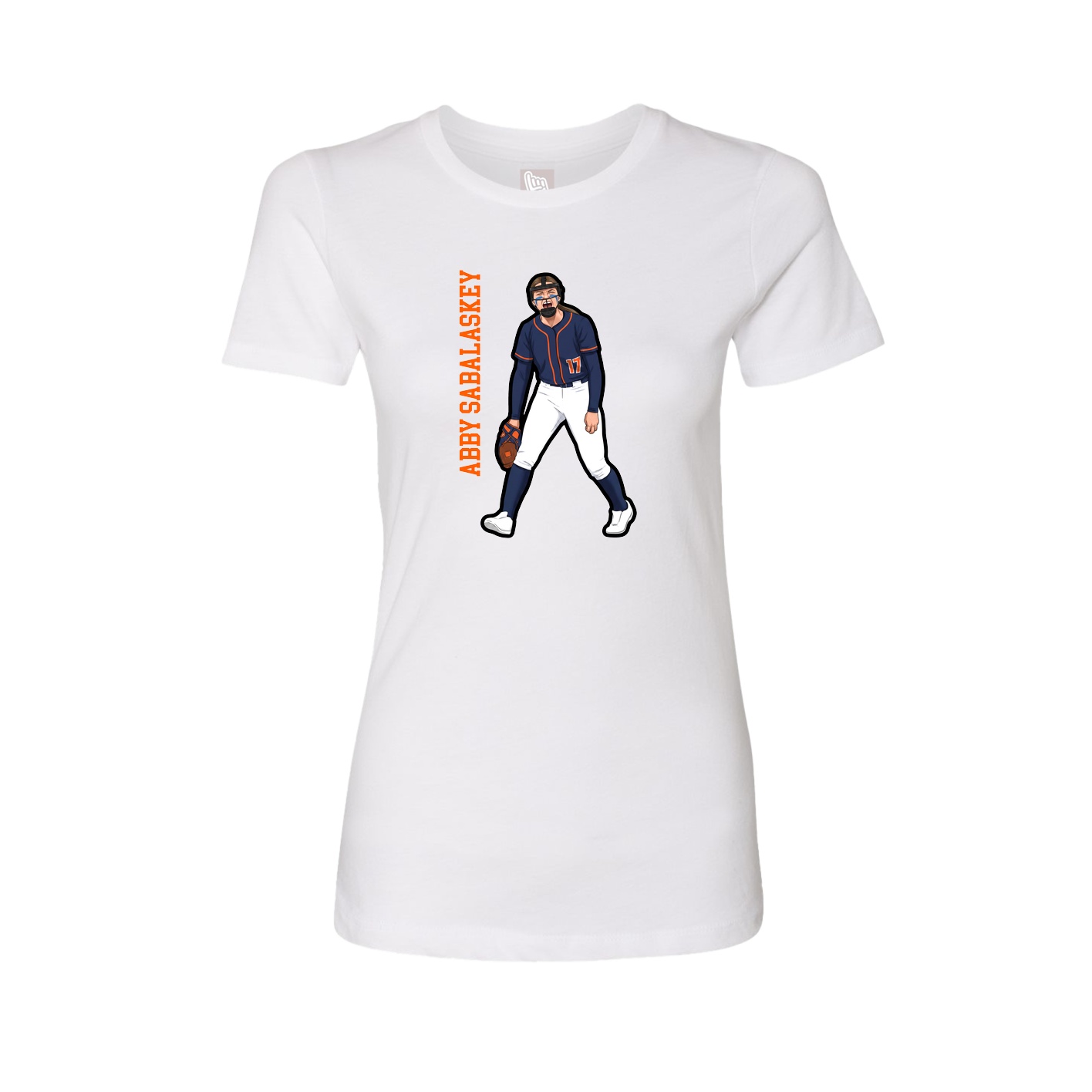 Womens Tee — Name Vertical in White