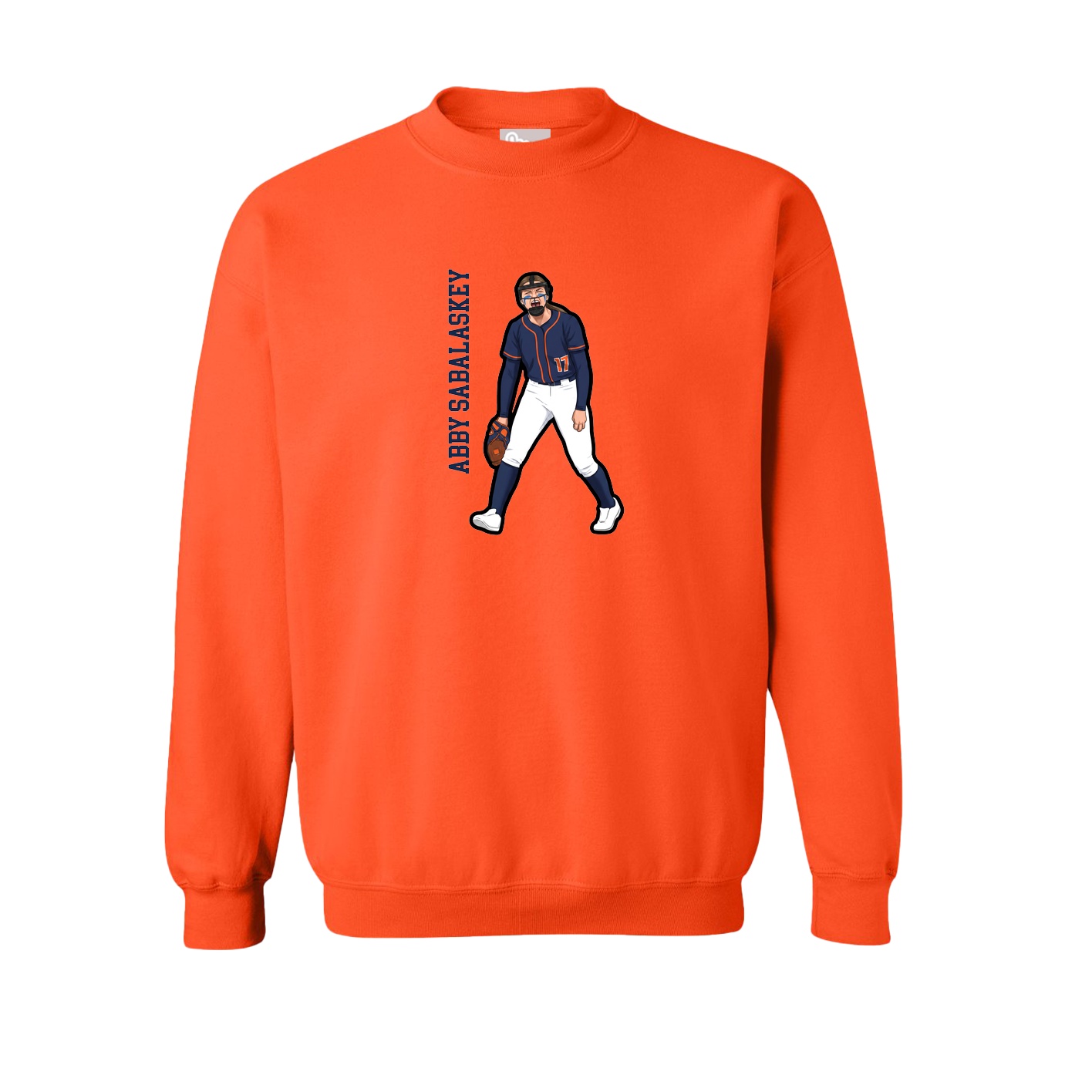 Fleece Crew — Name Vertical in Orange