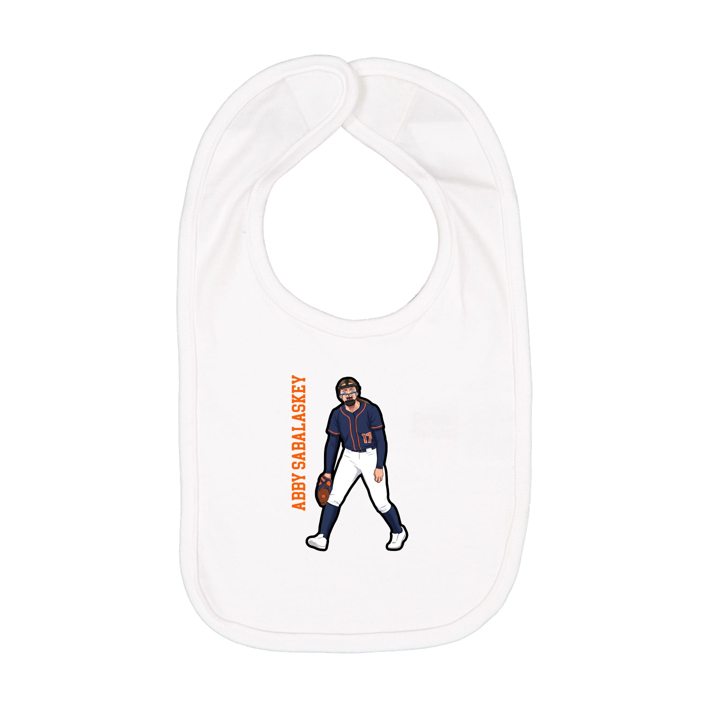 Infant Bib — Name Vertical in White