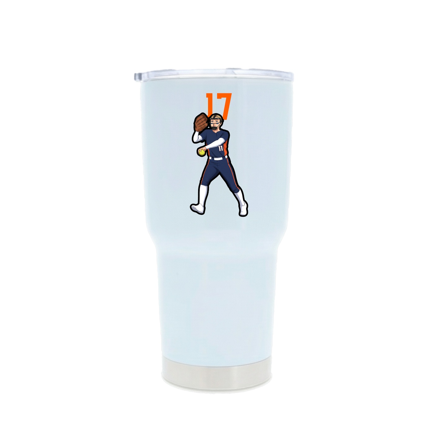 30oz Stainless Steel Tumbler — Number Top in White
