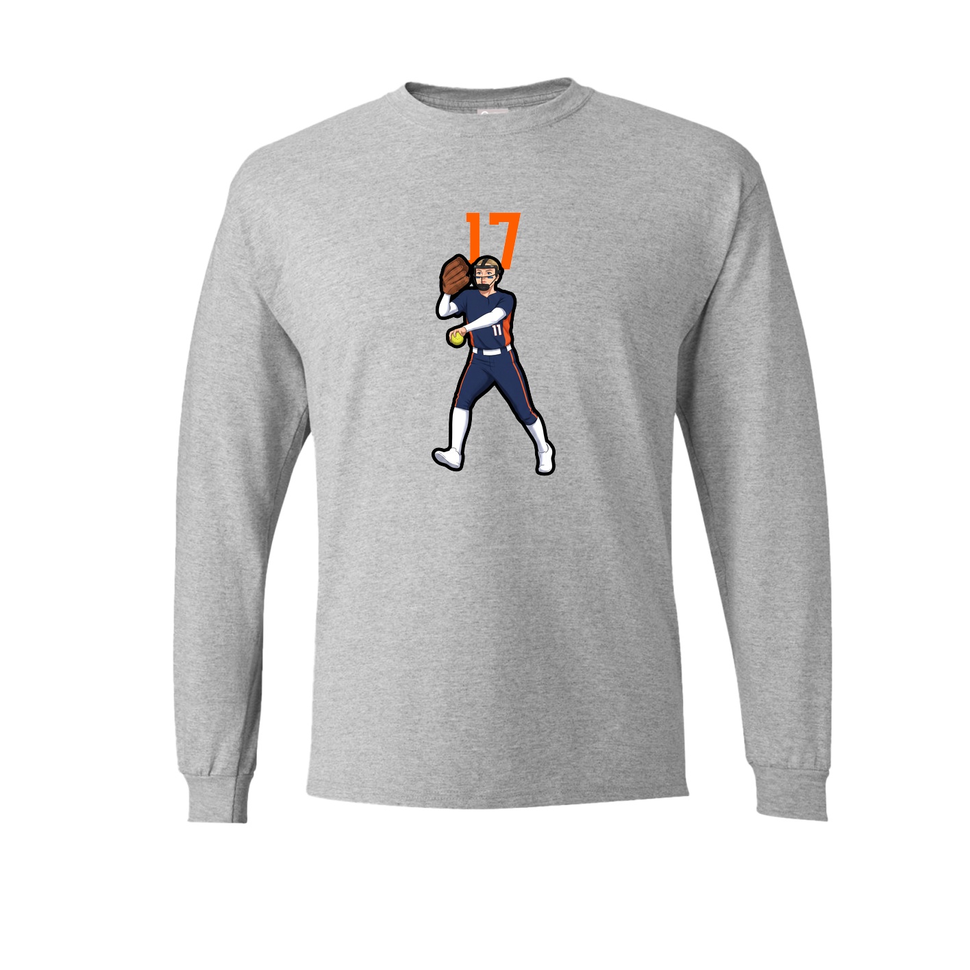 Long Sleeve Tee — Number Top in Grey