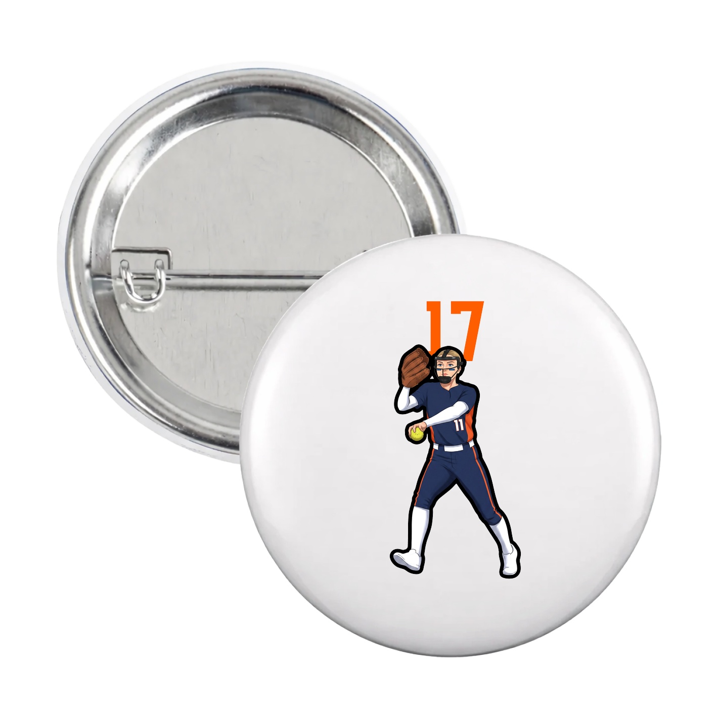 Game Day Button — Number Top in White