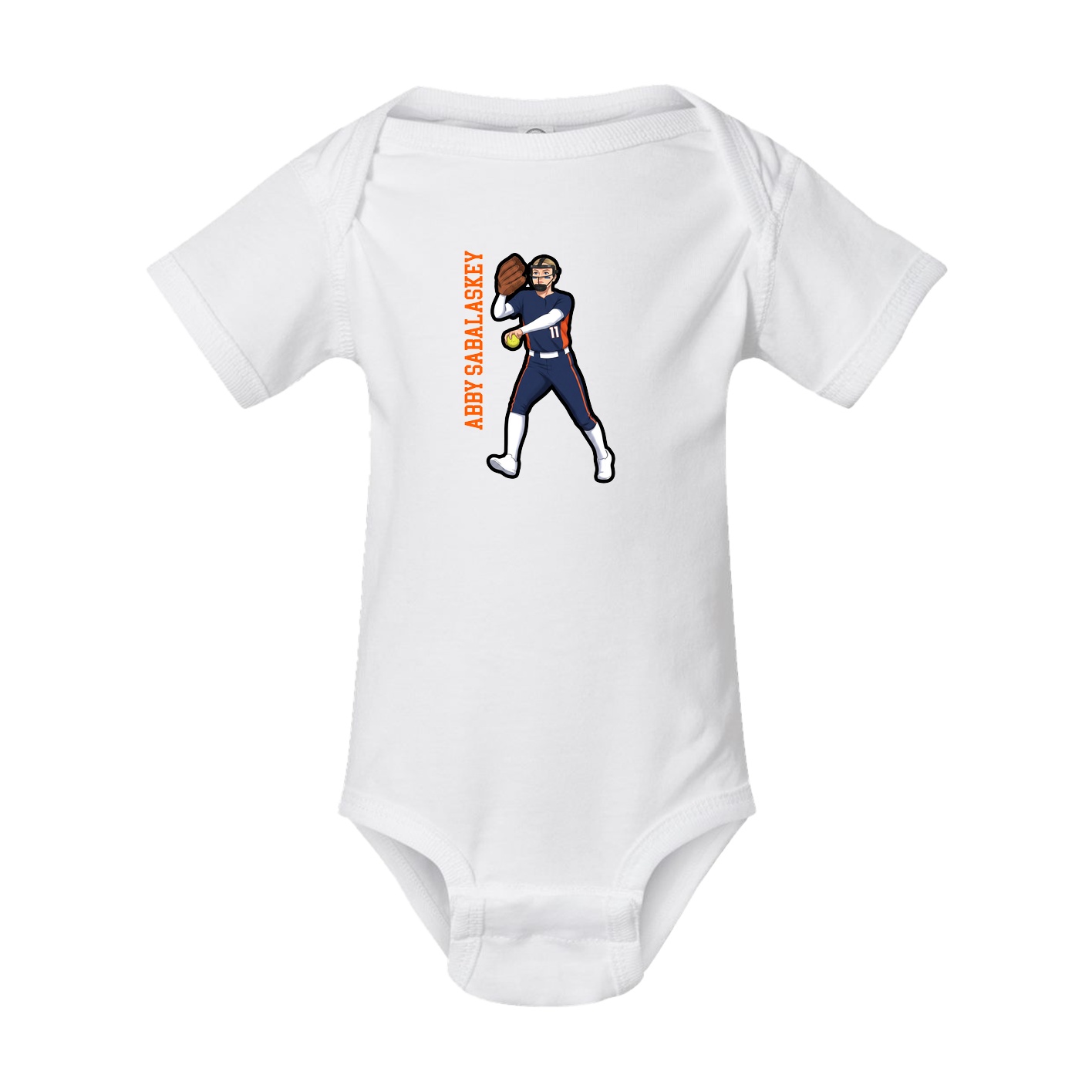 Baby Onesie — Name Vertical in White