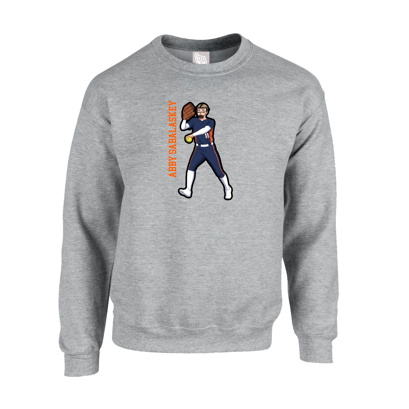 Fleece Crew — Name Vertical in Grey