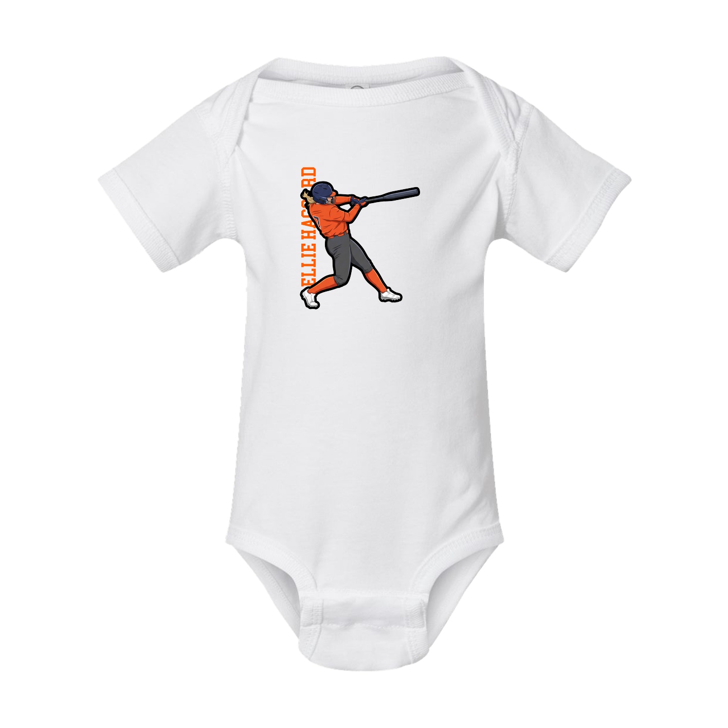 Baby Onesie — Name Vertical in White
