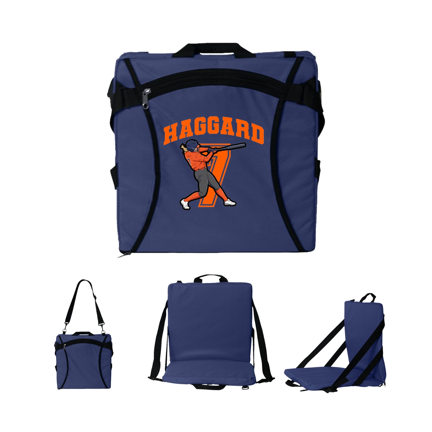 Folding Stadium Seat — Number in Navy