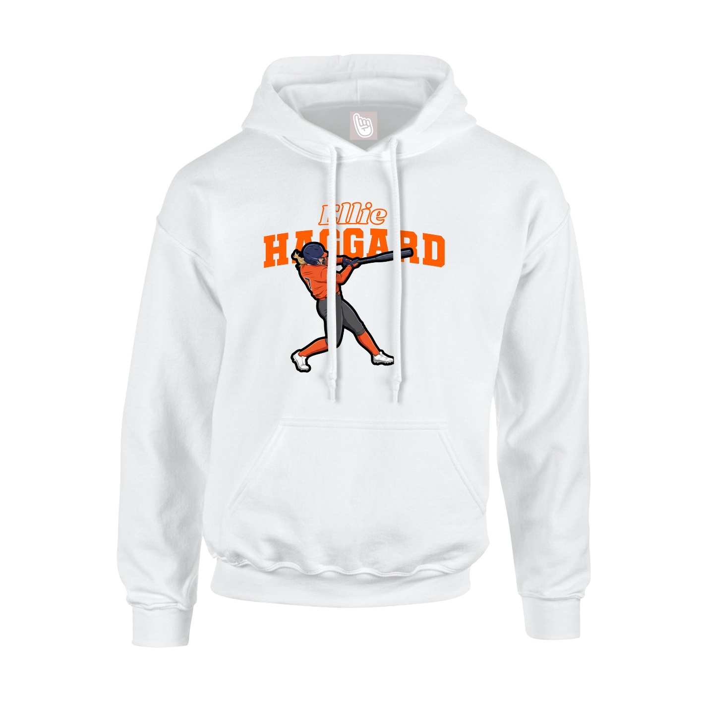 Youth Hoodie — Name Arch in White