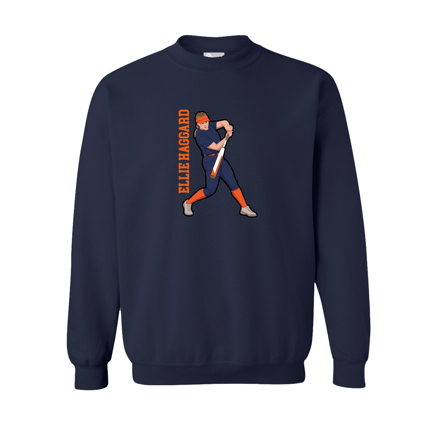 Fleece Crew — Name Vertical in Navy