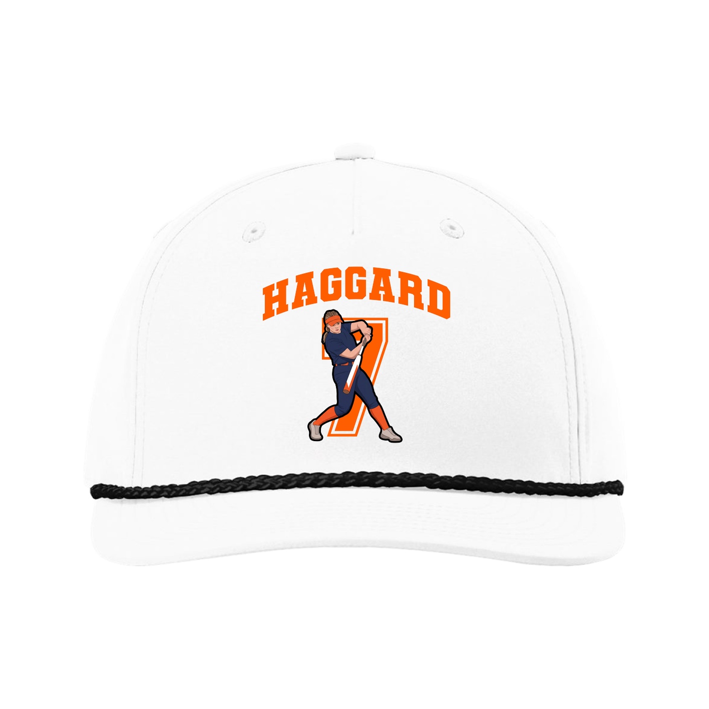 Five-Panel Classic Rope Cap — Number in White