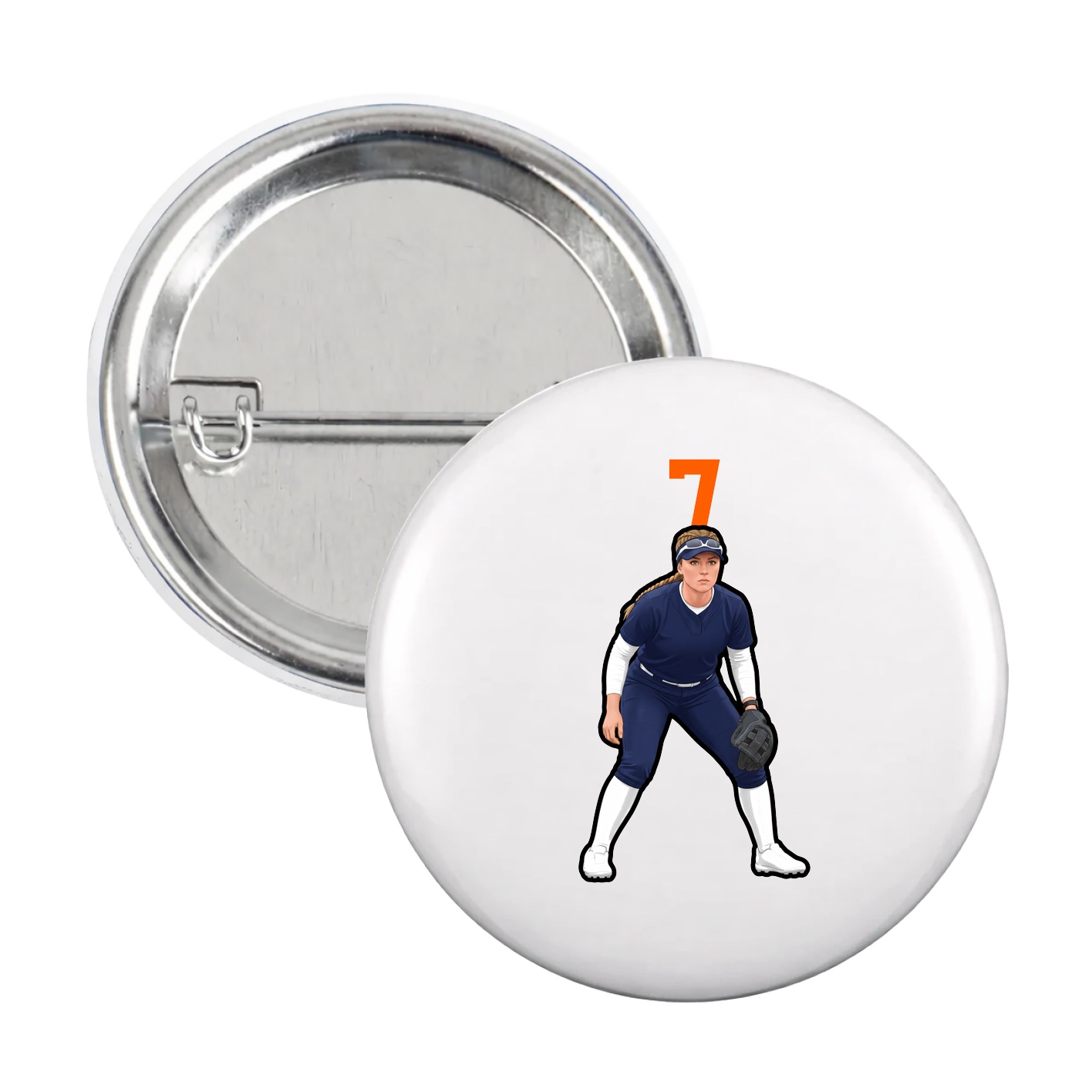 Game Day Button — Number Top in White