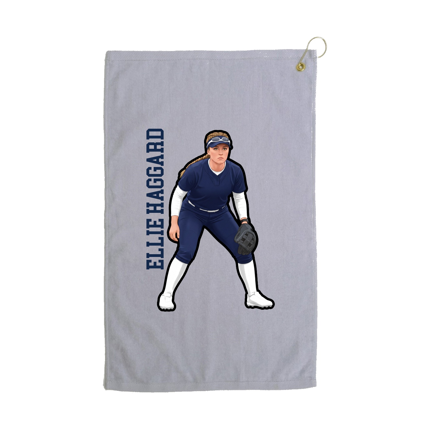 Golf Towel — Name Vertical in Grey