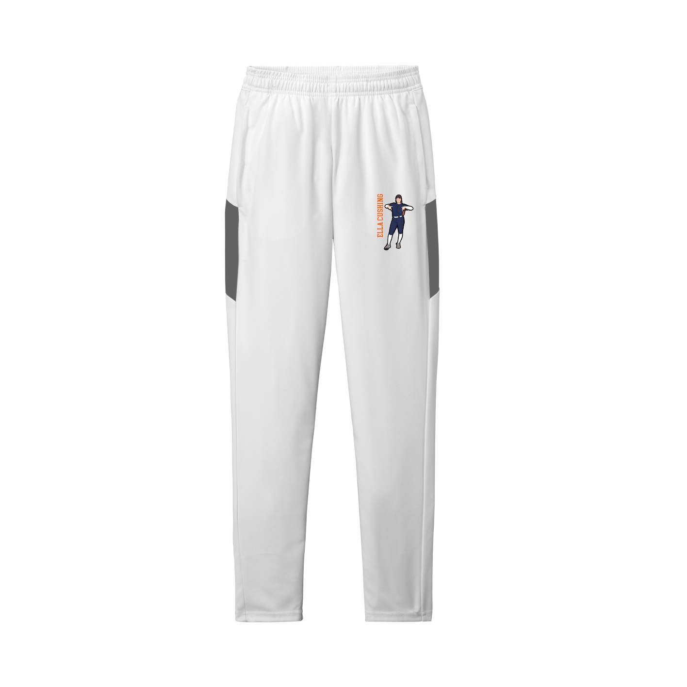 Team Travel Pant — Name Vertical in White/Grey
