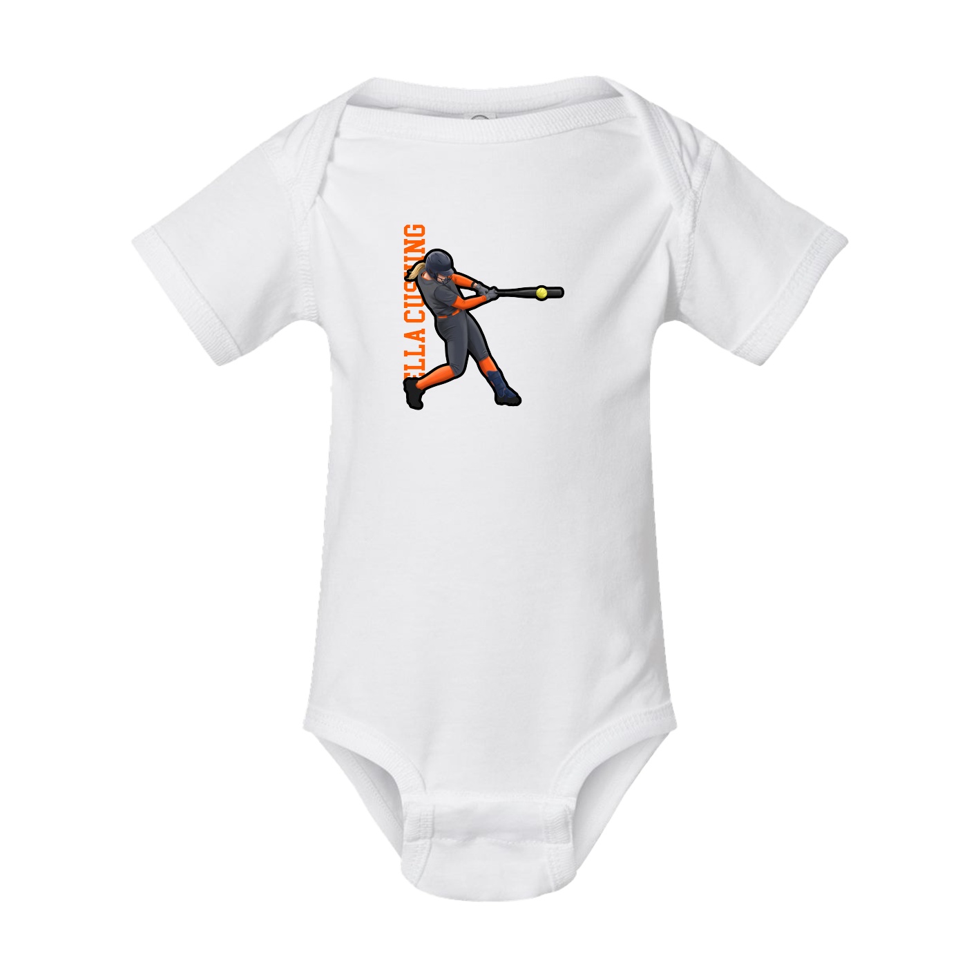 Baby Onesie — Name Vertical in White
