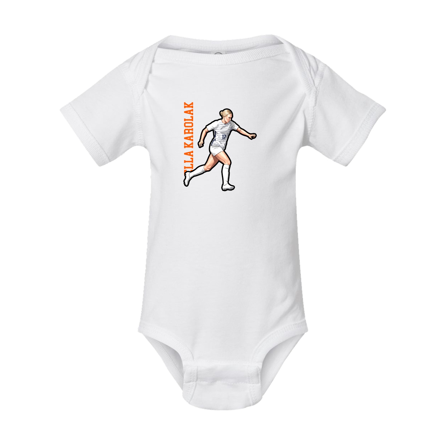 Baby Onesie — Name Vertical in White