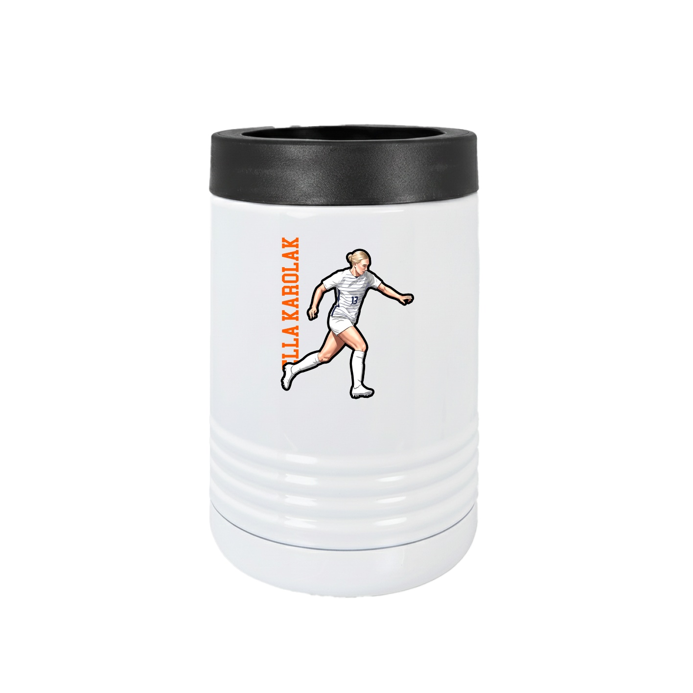 Beverage Holder — Name Vertical in White