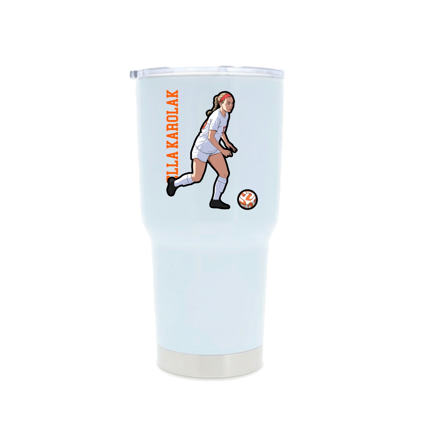 30oz Stainless Steel Tumbler — Name Vertical in White