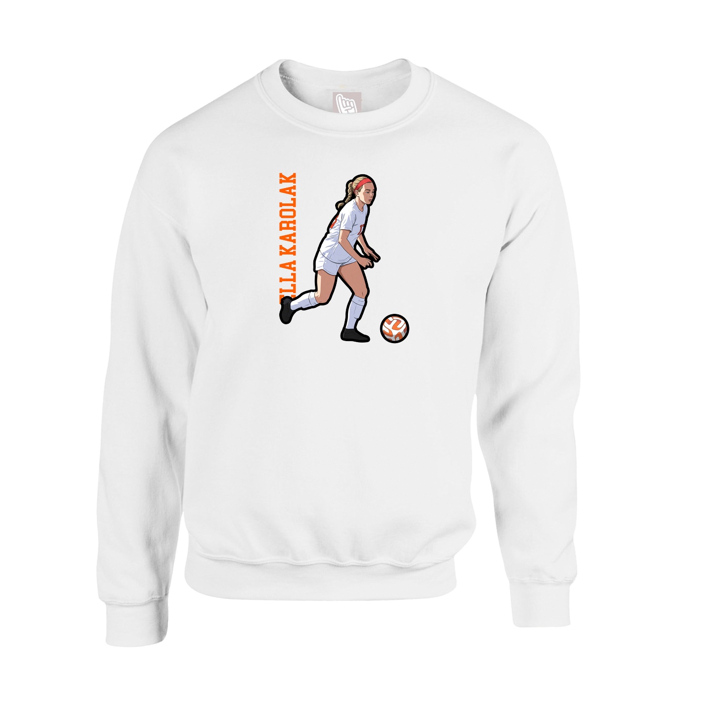 Fleece Crew — Name Vertical in White