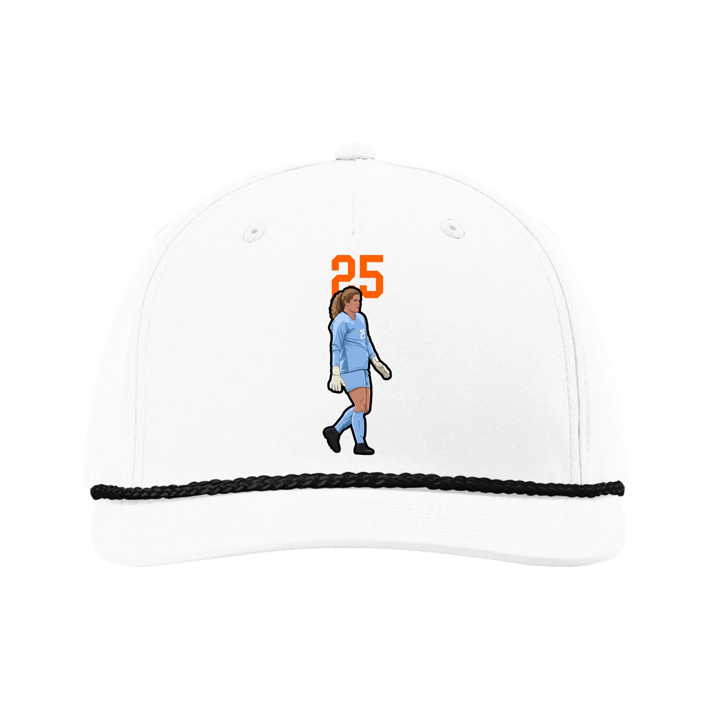 Five-Panel Classic Rope Cap — Number Top in White