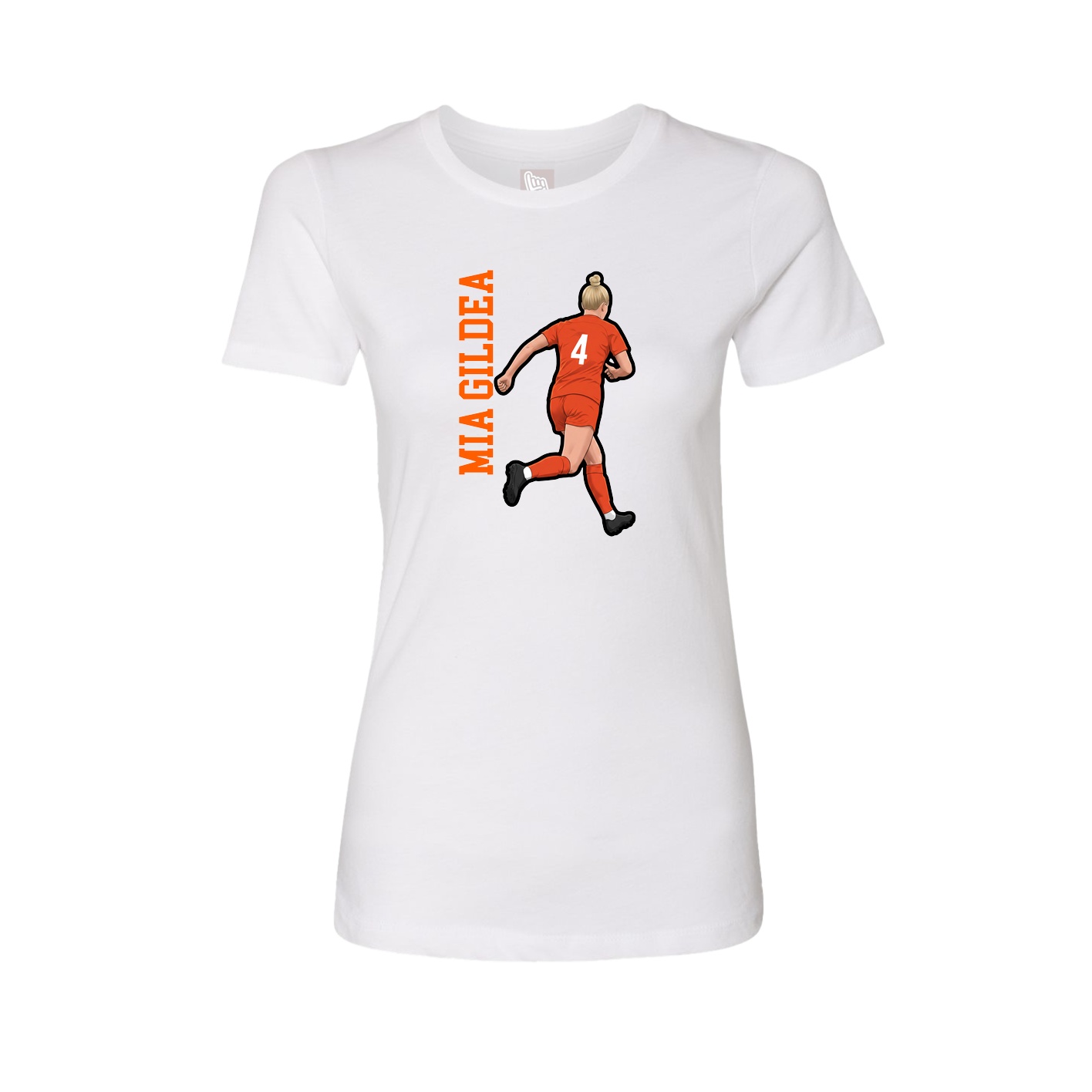 Fitted Women's Tee — Name Vertical in White