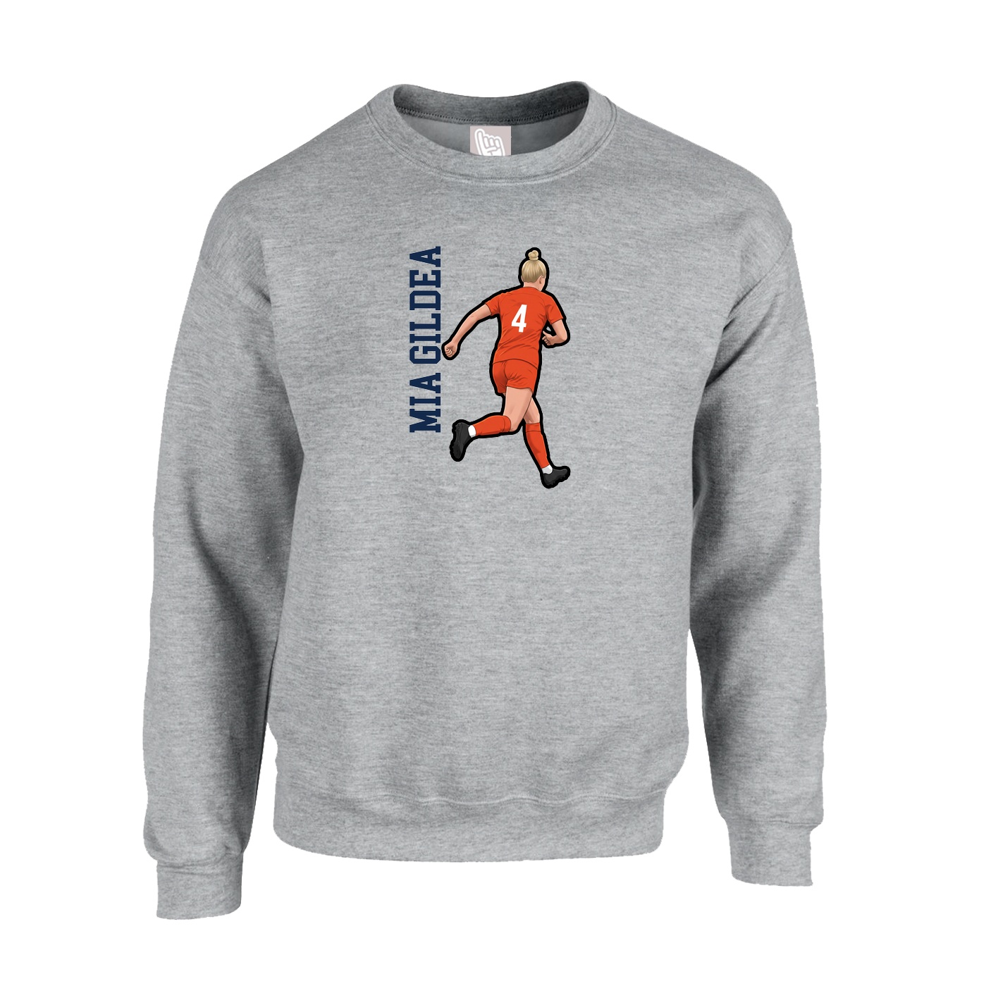 Fleece Crew — Name Vertical in Grey