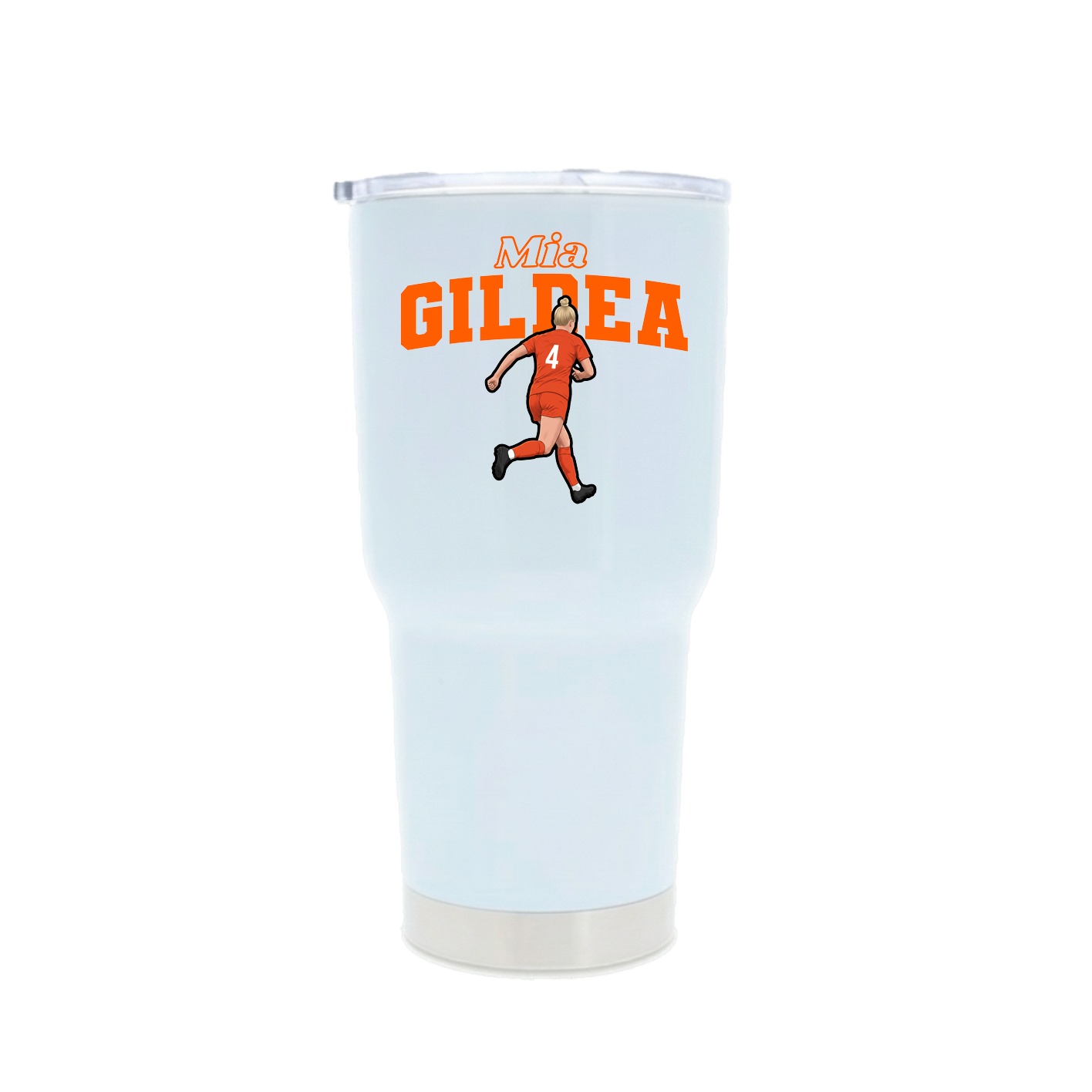 30oz Stainless Steel Tumbler — Name Arch in White