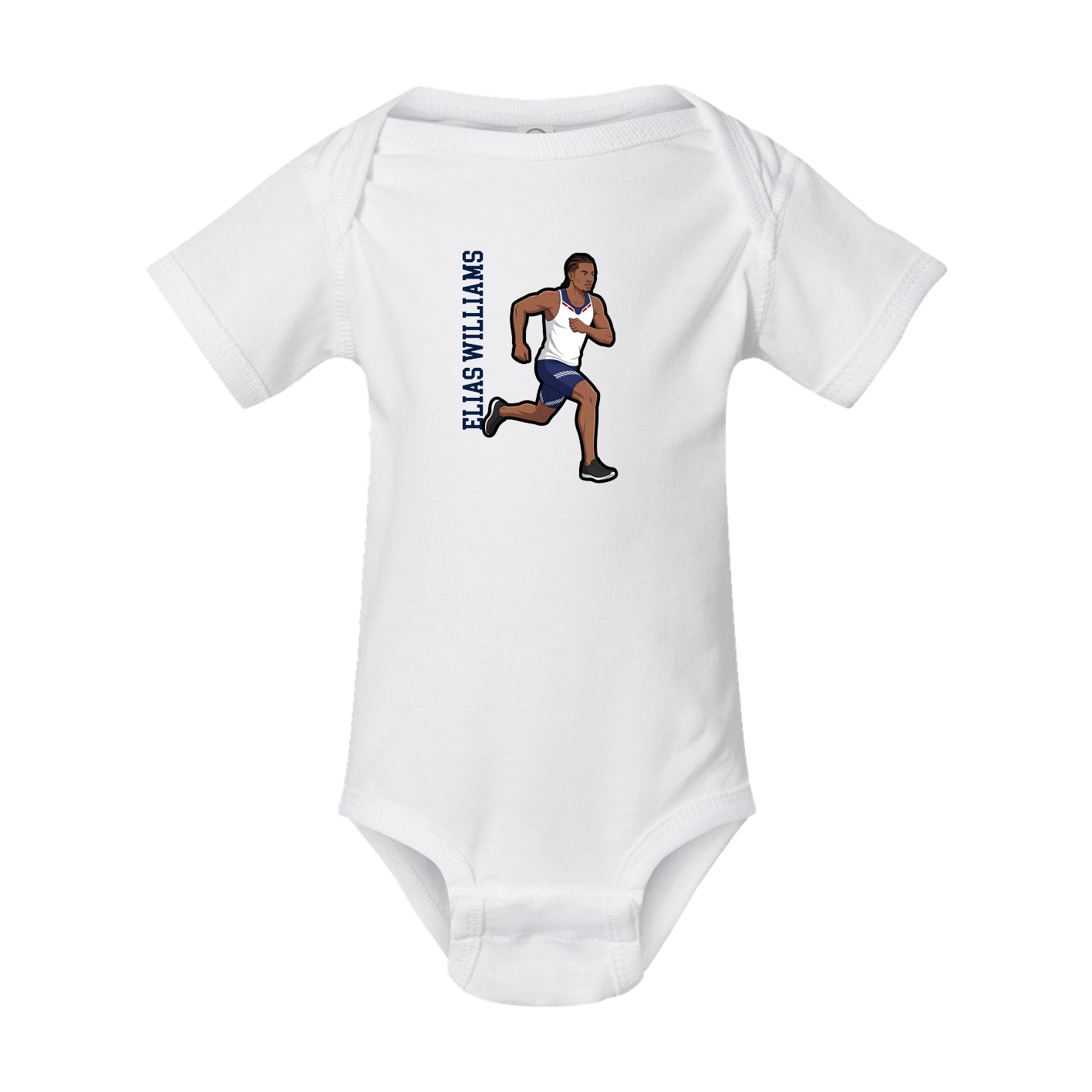 Baby Onesie — Name Vertical in White