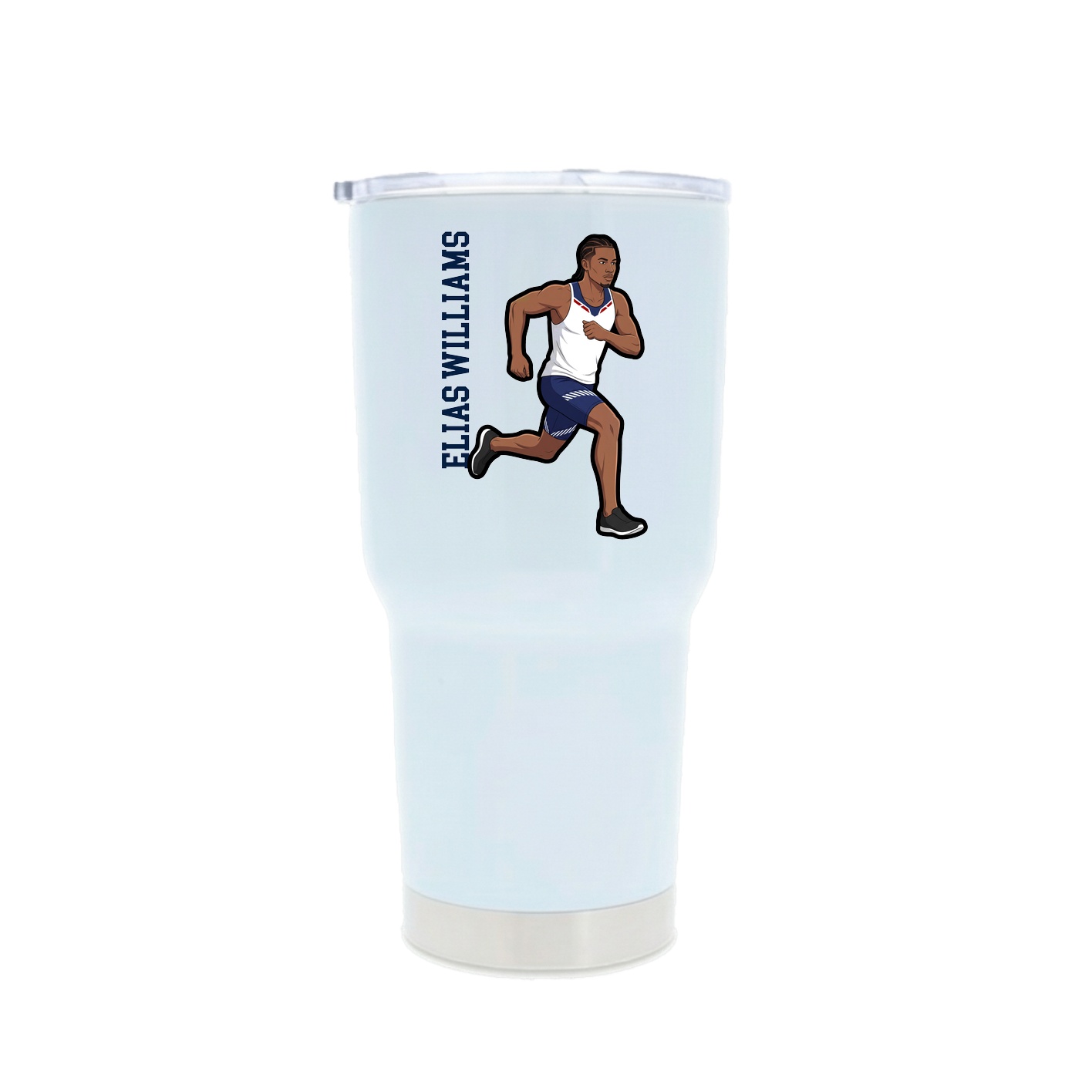 30oz Stainless Steel Tumbler — Name Vertical in White