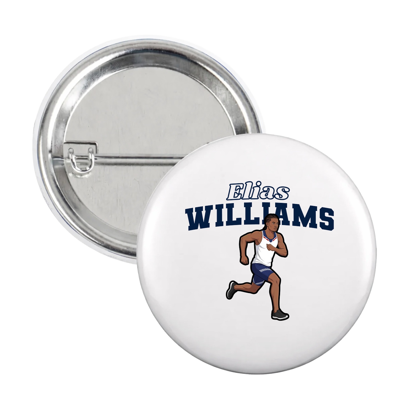 Game Day Button — Name Arch in White