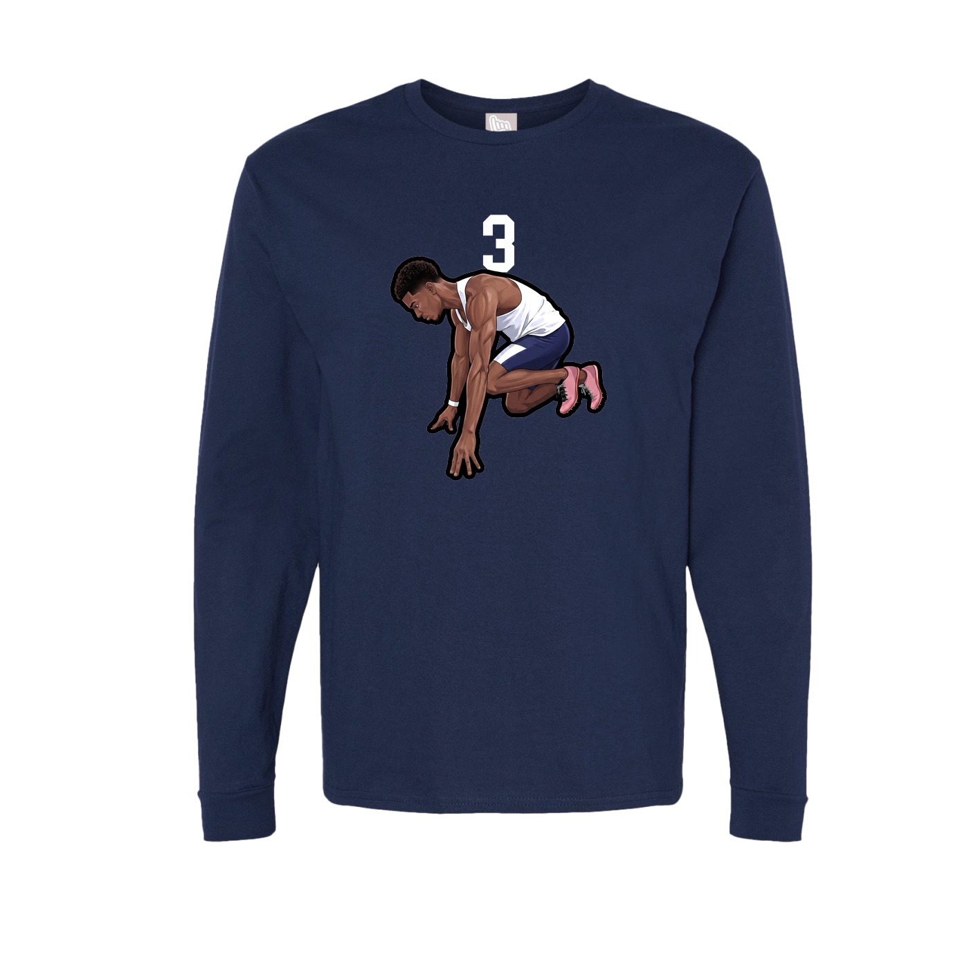 Long Sleeve Tee — Number Top in Navy