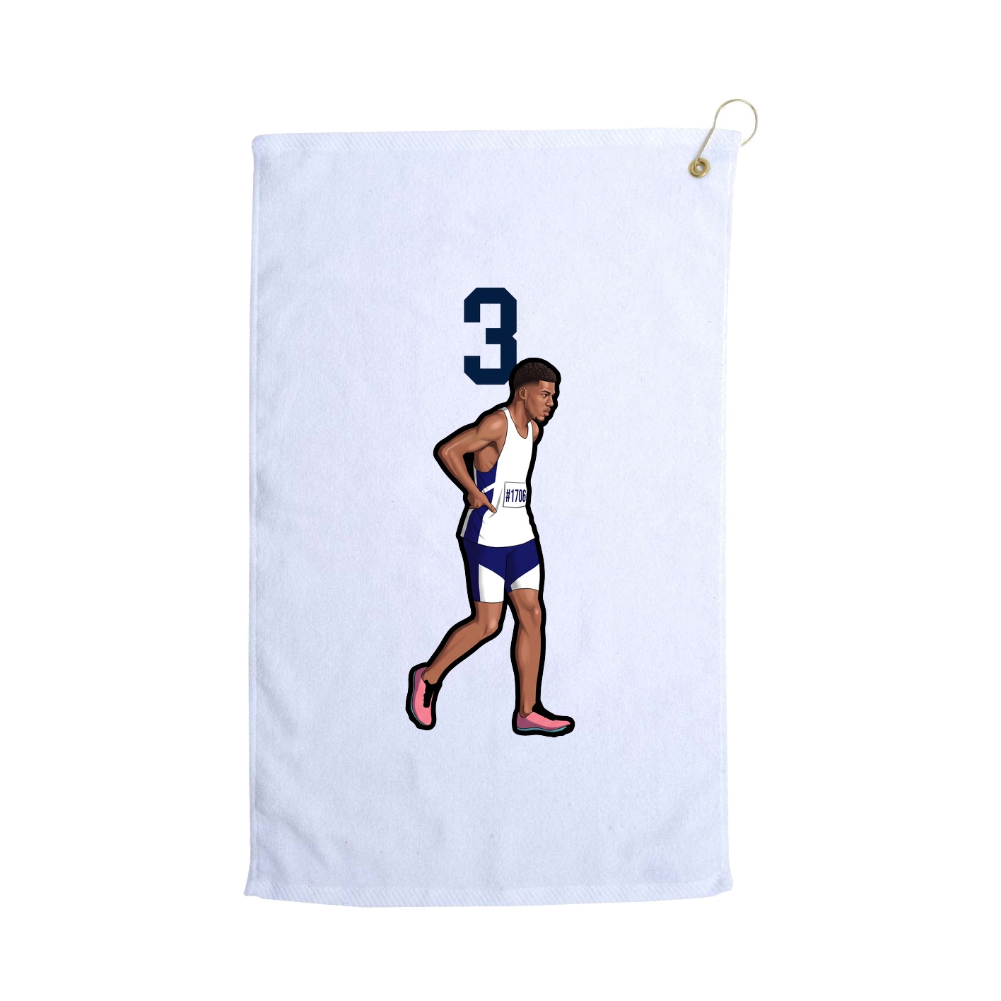 Golf Towel — Number Top in White