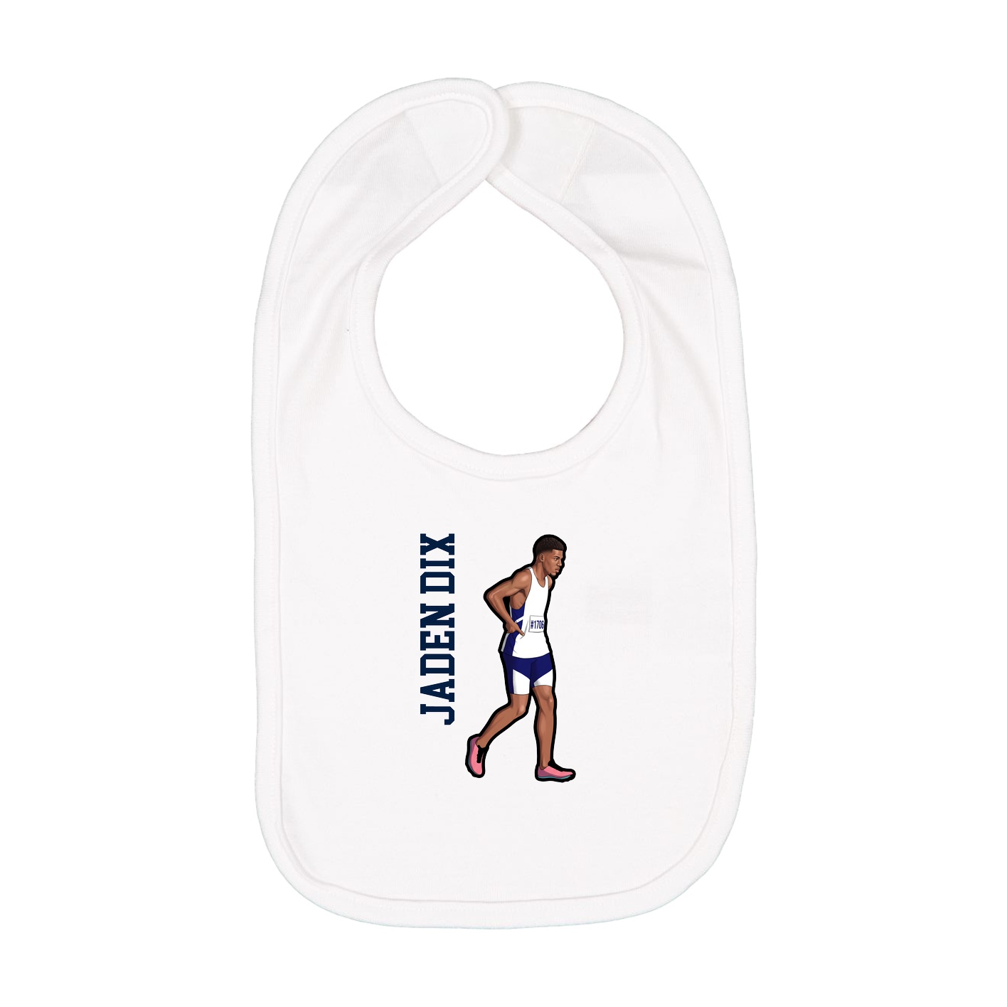 Infant Bib — Name Vertical in White