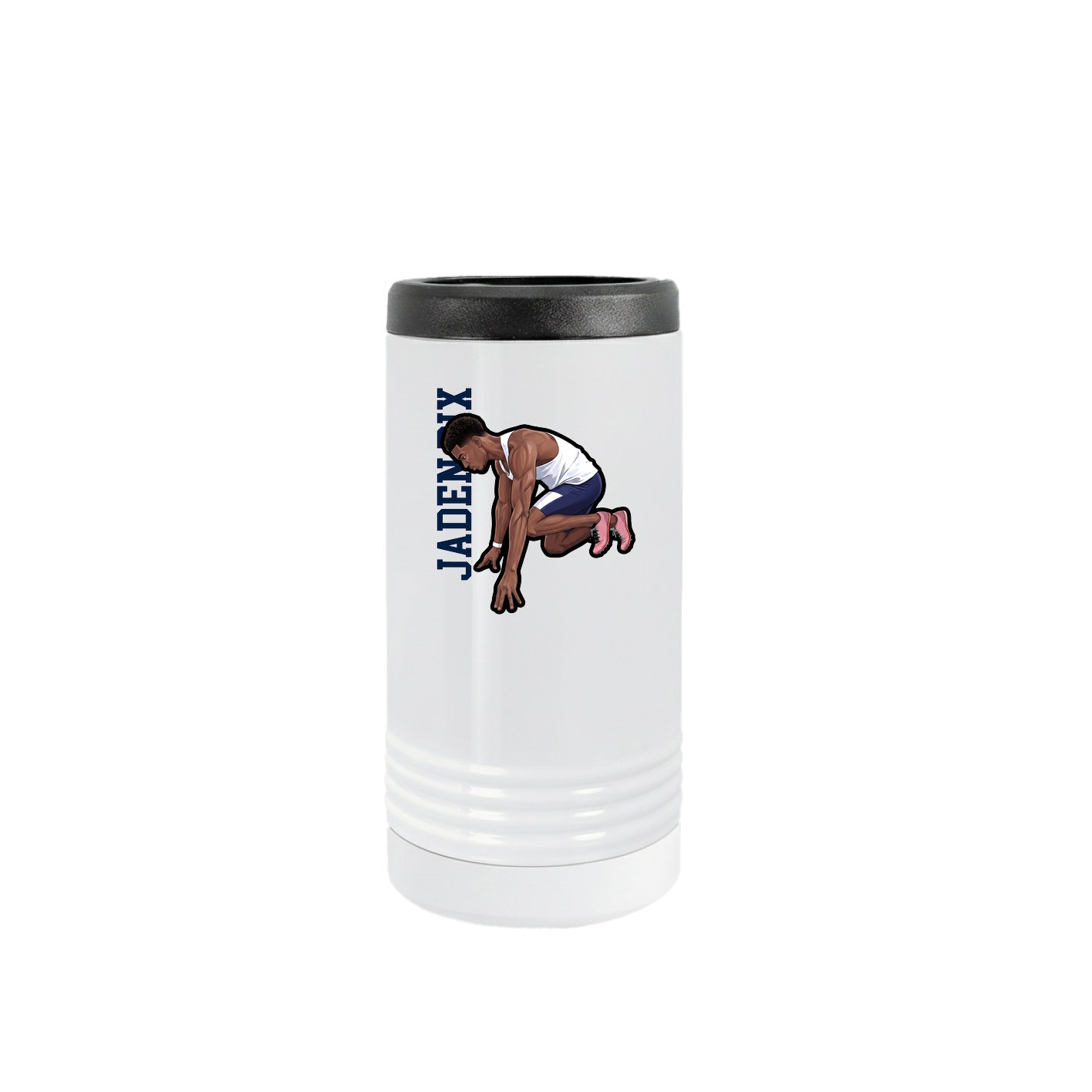 Slim Beverage Holder — Name Vertical in White